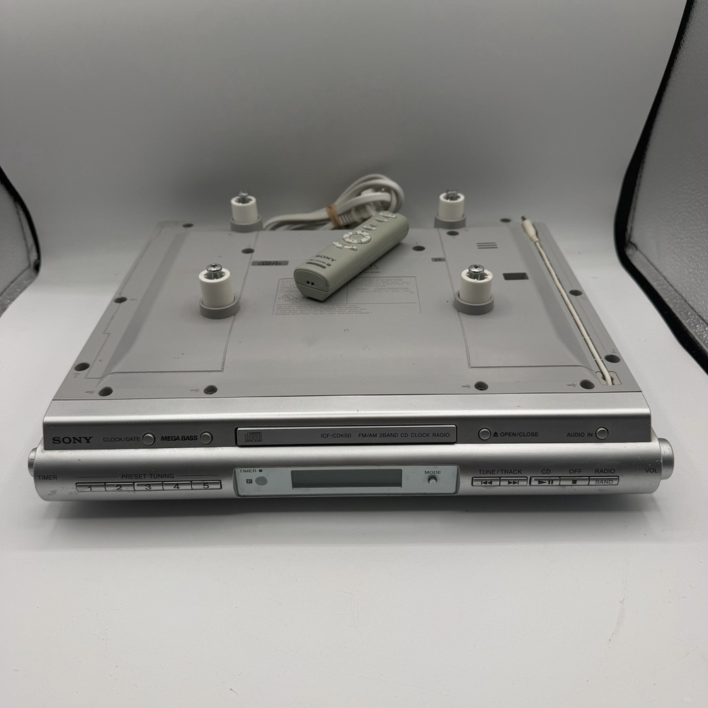 Sony ICF-CDK50 Under Cabinet CD Player AM/FM Clock Radio w/ Remote & Hardware